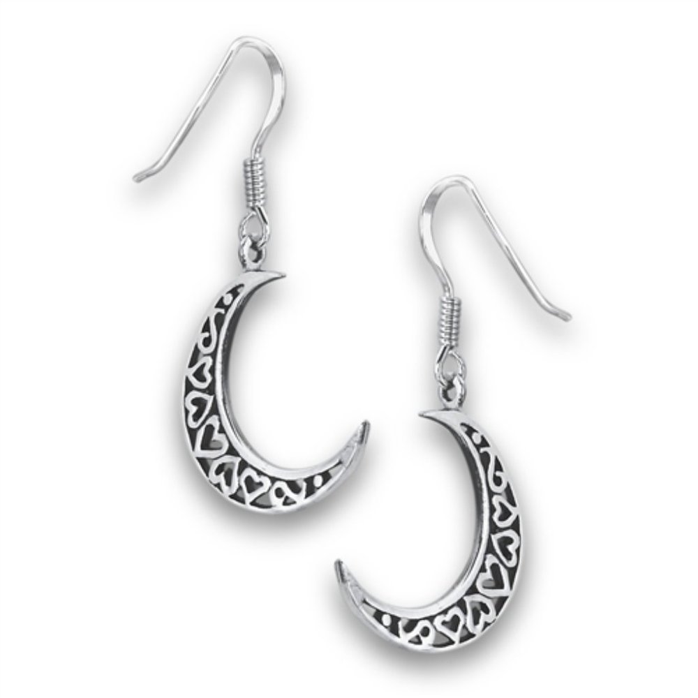 NWT-Sterling Silver Hearts/Crescent Moon Earrings